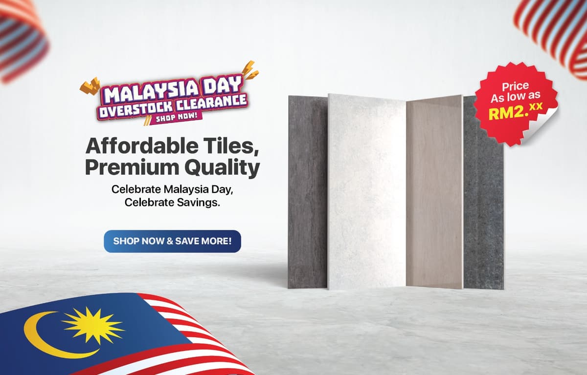 Modern living room with tiles